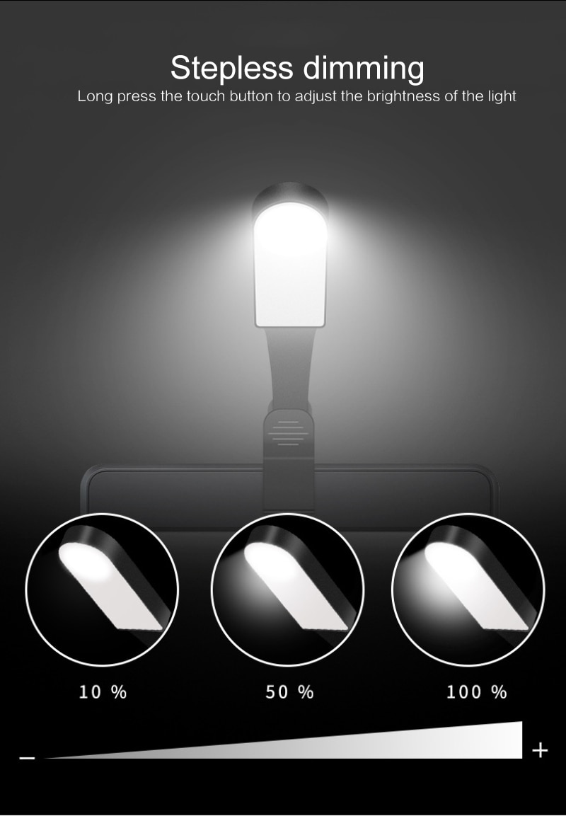 3 Niveau Dimmen Touch Led Boek Clip Licht Boek Lamp Mini Led Licht Leeslamp Boek Licht Usb Led lamp Te Lezen Boek