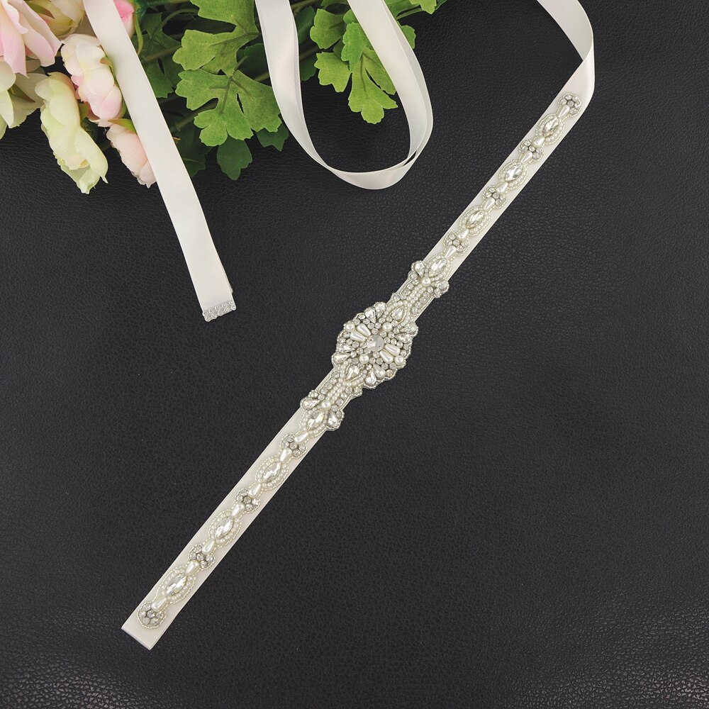 ZMS388 Rhinestone Belt Wedding Dress Belt Bridal Belt Wedding Accessories Mariage Sash Bridesmaid Belt Wedding Belt Women Belt: off-white