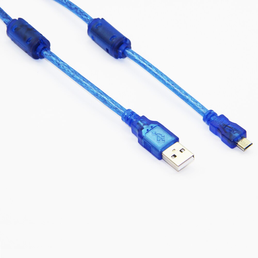 Bochara 10m 33ft Micro USB 2.0 Data Cable USB Type A to Mirco USB 2.0 Male Dual Shielding(Foil+Braided inside) Transparent Blue