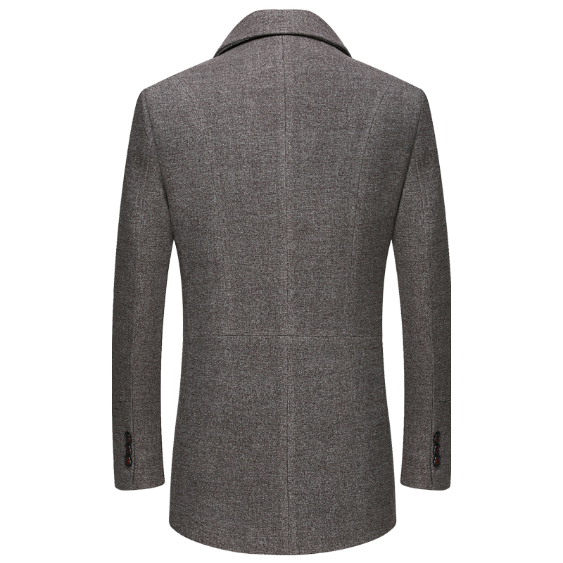 Men's Business Smart Casual Woolen Jacket Turn Down Collar Wool Coat Thicken Warm Male Blends Trench Windbreaker
