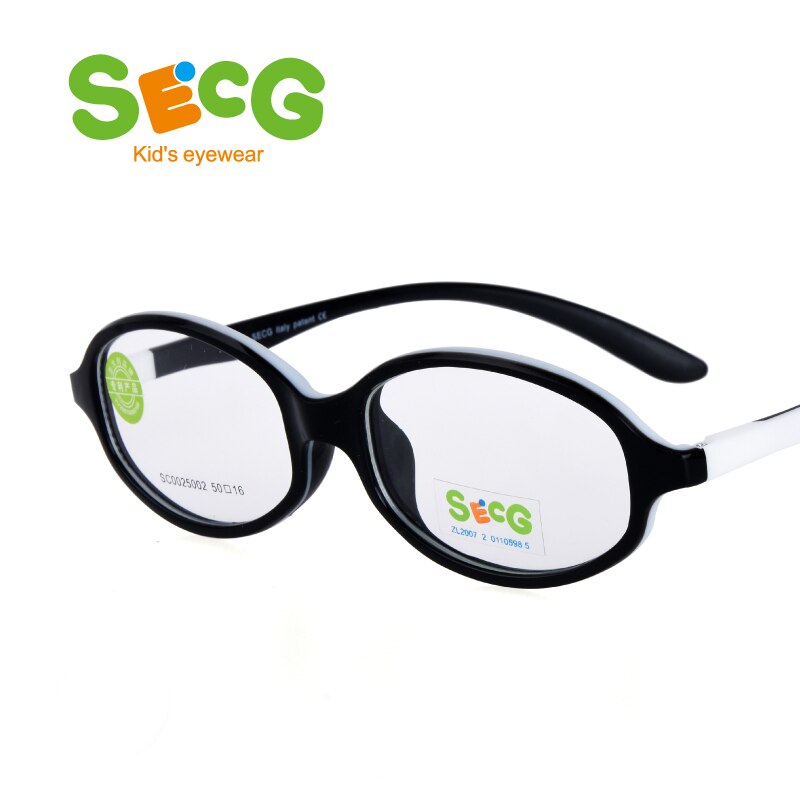 SECG-Montura de Gafas para niños, lentes para miopía, redondas, ópticas, de silicona
