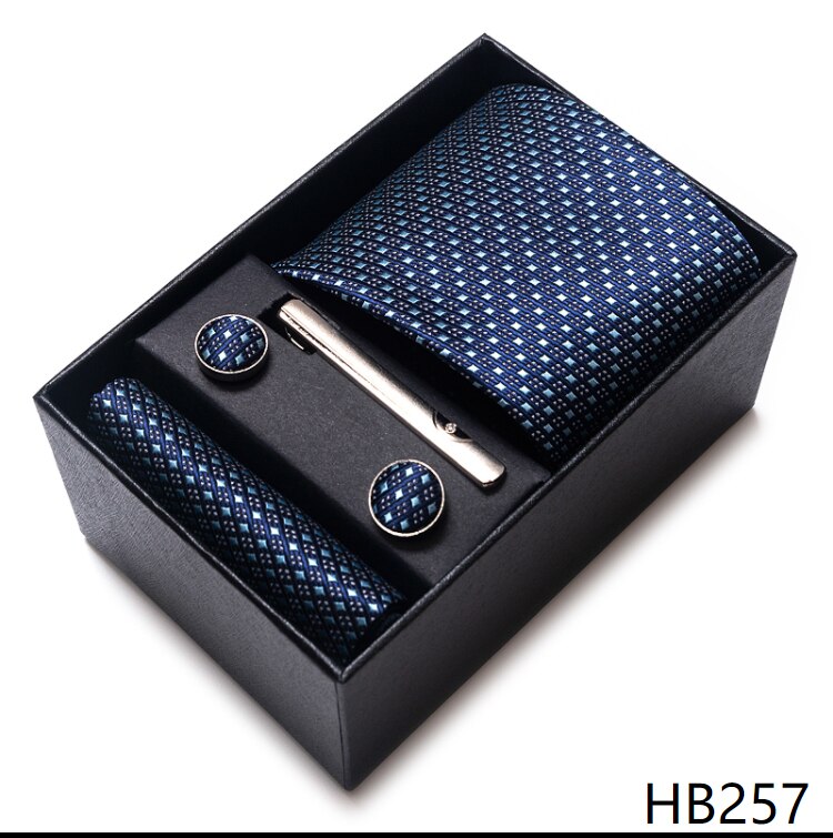 Boîte à cravate pour hommes, 65 couleurs, à la , boutons de manchette, accessoires de chemise bleu foncé or, pour le jour de l&#39;an