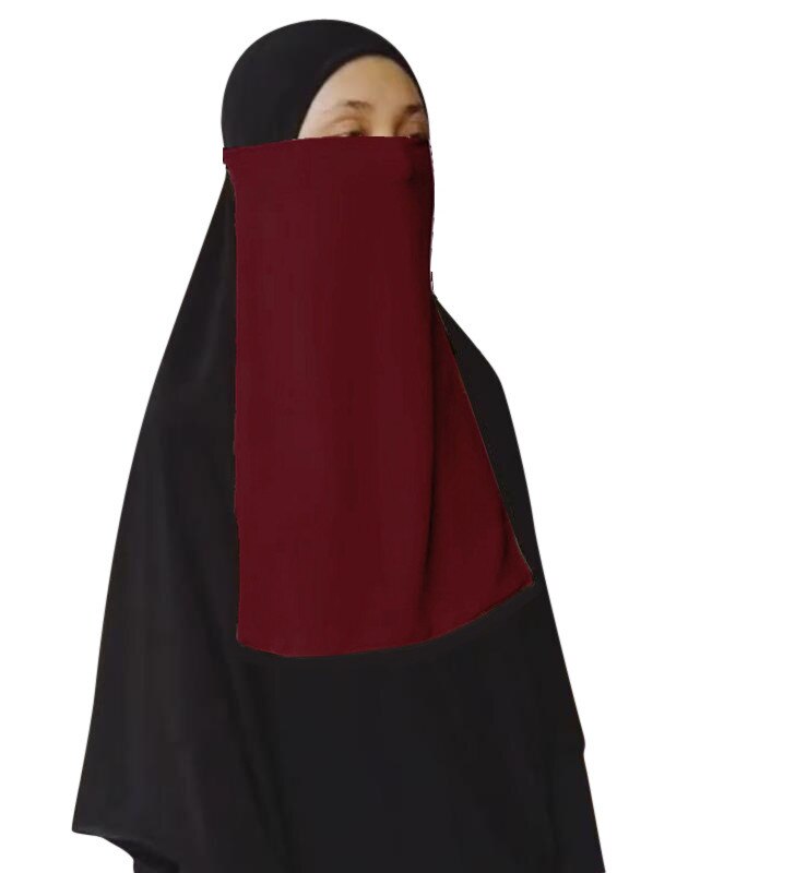 Niqab Muslim Hijab Scarf Ramadon Veil Burqa Prayer Shawl Islam Headband Arab: Dark Red