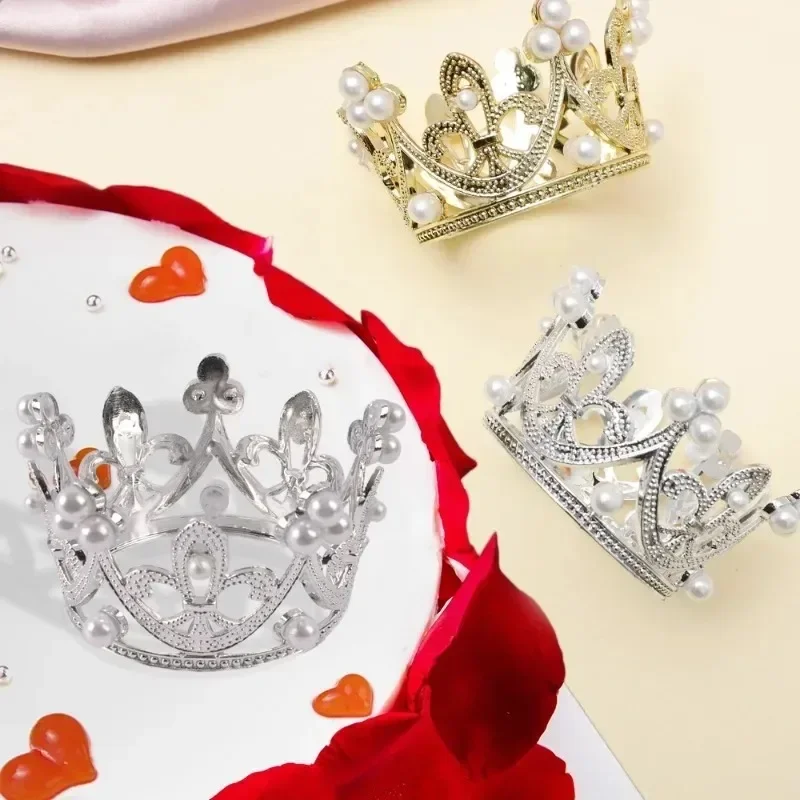 20/1 stk mini krone kakedekorasjon perle tiara måke sølv kroner kaketopper til låve hårpynt bryllup bursdagsfest