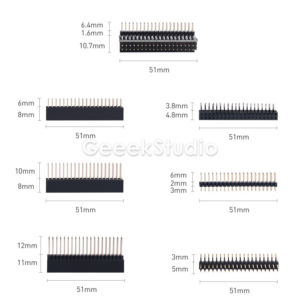 13 pçs 40pin encabeçamento kit caixa incluem gpio borda extensão, 2*20 pinos fêmea encabeçamento para raspberry pi e jetson nano