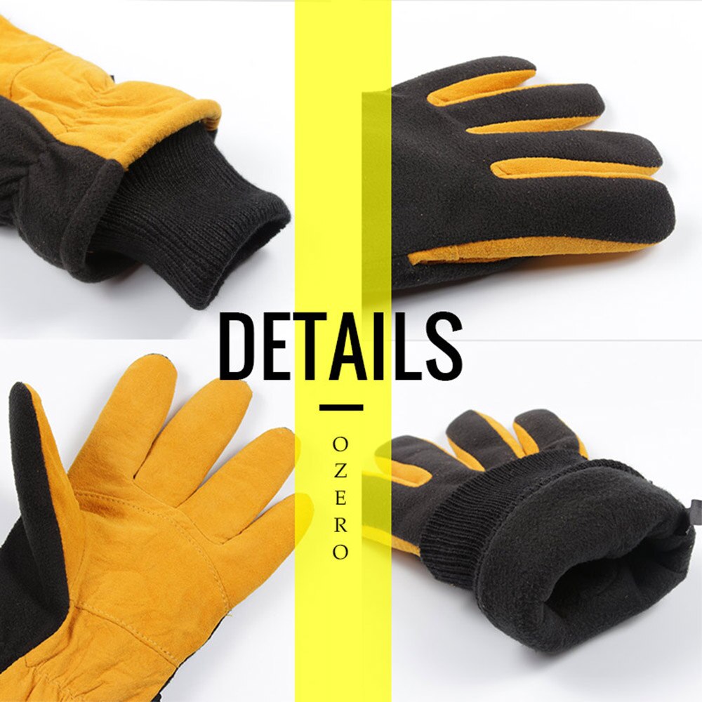OZERO Deerskin leather Ski Skiing Gloves Winter Outdoor Sport Warm Windproof Warm Below Zero Cycling Gloves For Men Women 8008