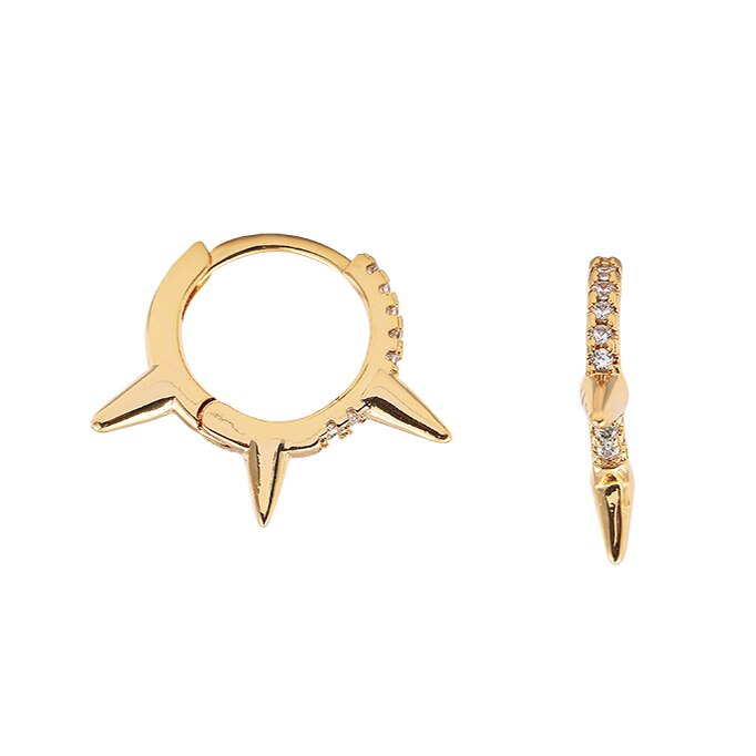 Mini CZ Cartilage Earrings Ear Buckle for Women Trendy Circle Small Hoop Earrings Punk Rivet Spike Thin Hoops Huggies Jewelry: 2