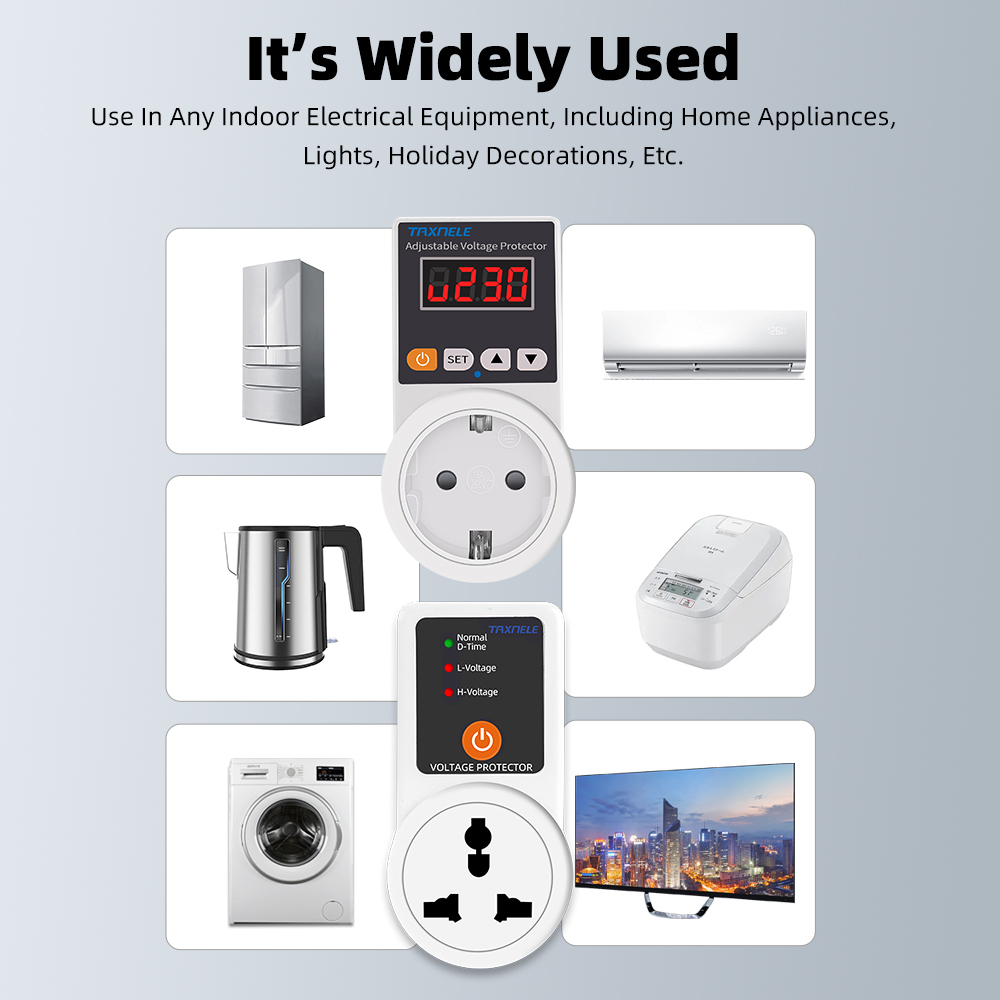 Automatic Voltage Protector Socket AC 220V Adjustable 16A Power Surge Protector EU Plug Socket Voltage Safe Refrigerator Protect