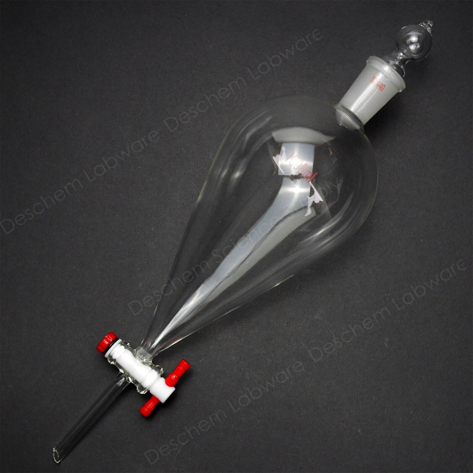 1000 Ml, 24/40,Glas Scheitrechter, Ptfe Kraan, 1L Lab Peervormig, Buis