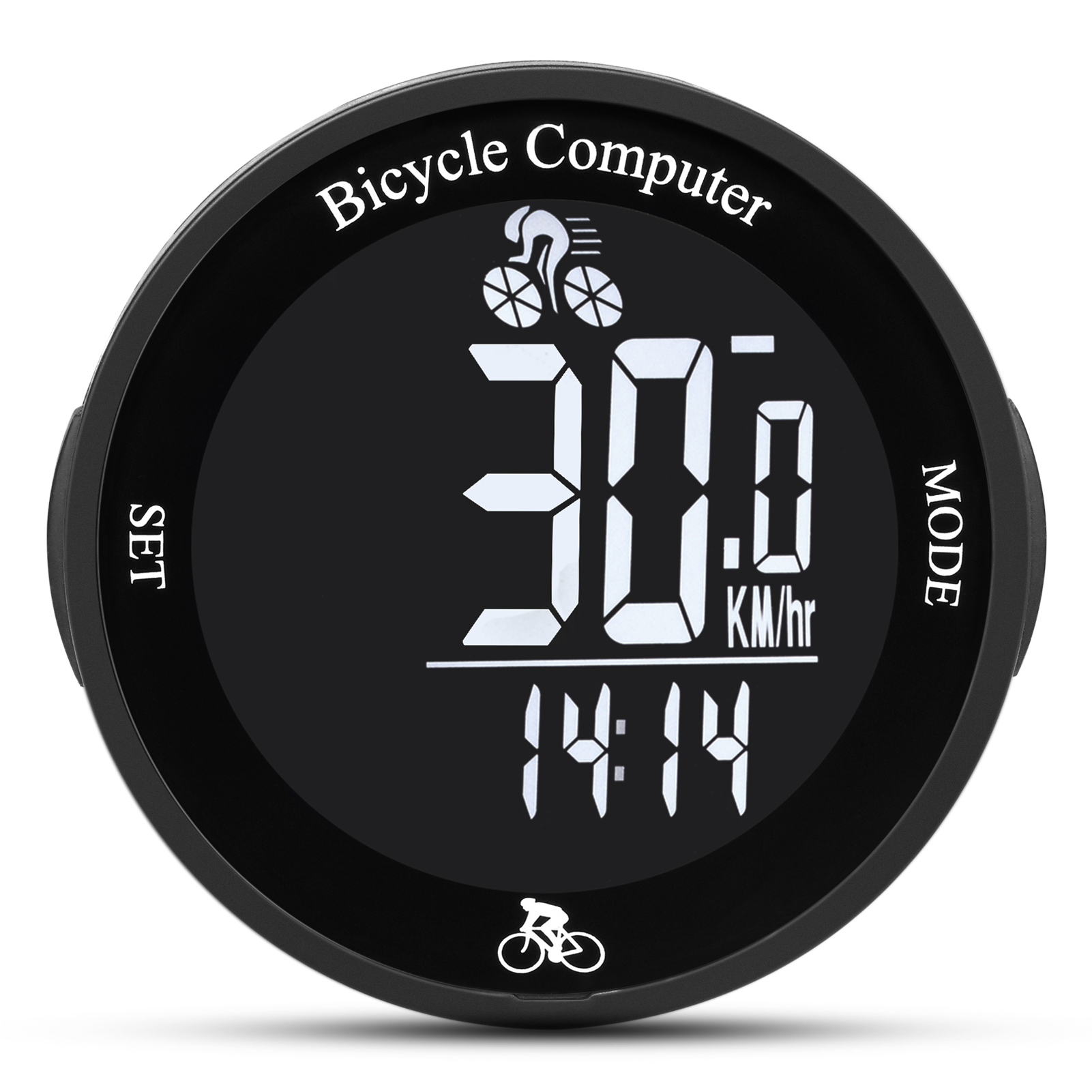 Wireless Bike Computer Waterproof Bicycle Odometer Multi Functional LCD Screen Cycling Speedometer Mountain Bike Speedo Meter: WHITE