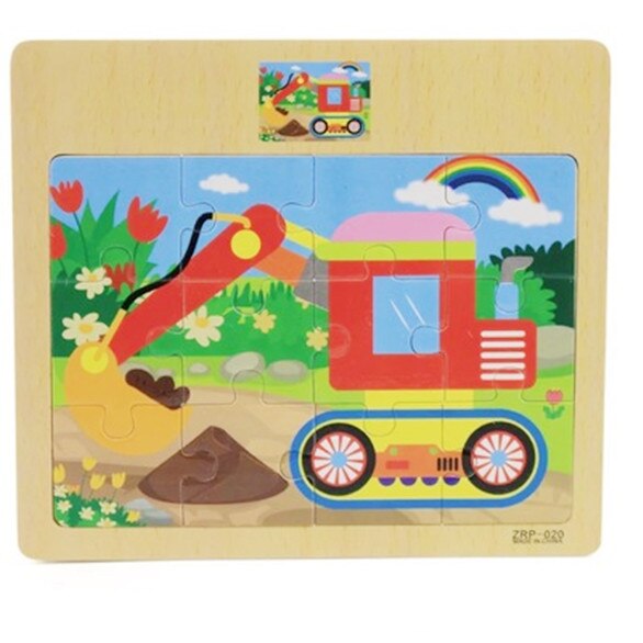 Kids Wooden Puzzles 12 Slice Cartoon Animals Traffic Jigsaw For Children Montessori Toys Educational Learning Game MG150: MG150-020