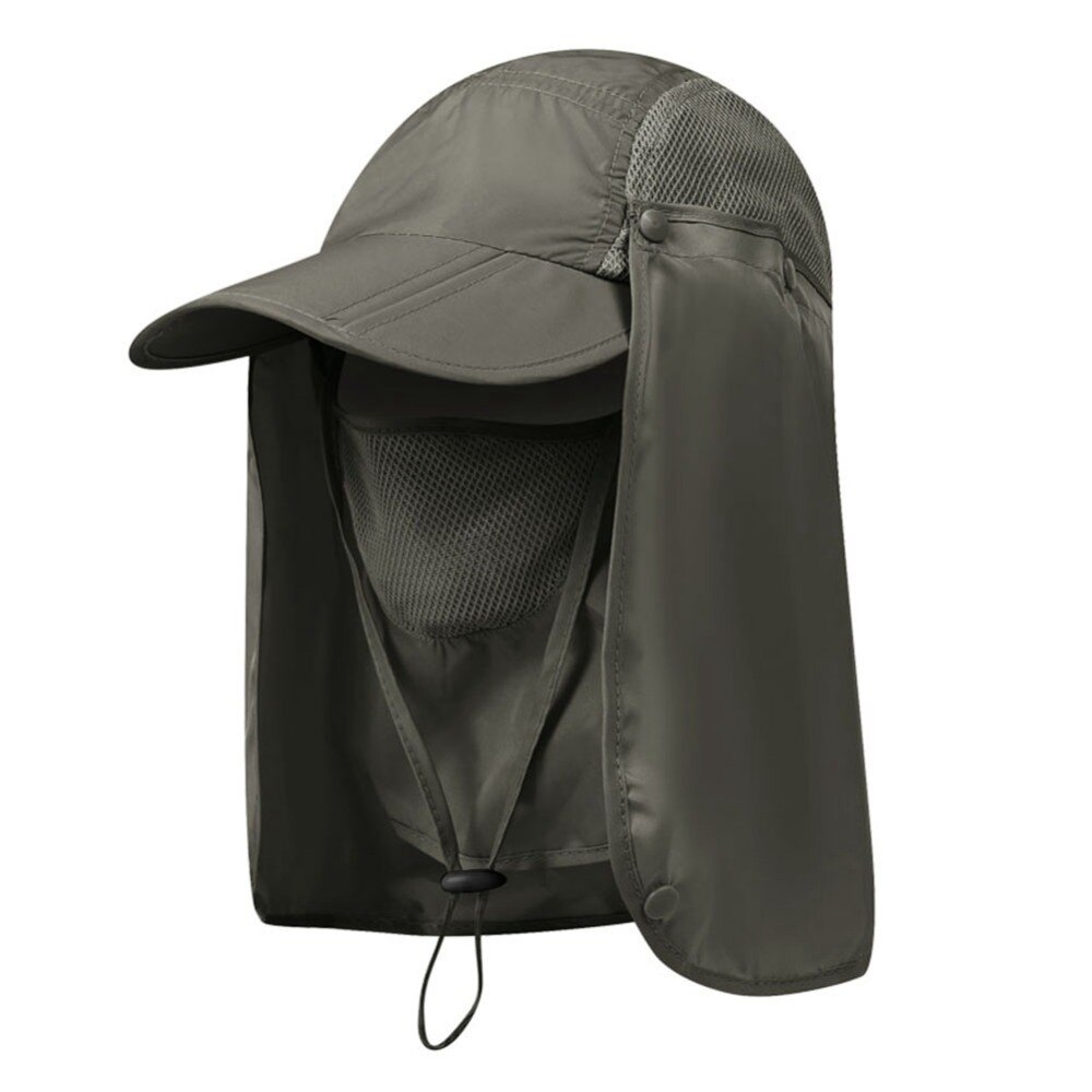 Gorros con solapa de nailon de secado rápido para exteriores, con correa para la barbilla, protección UV de 360 grados, mascarilla facial plegable empaquetable