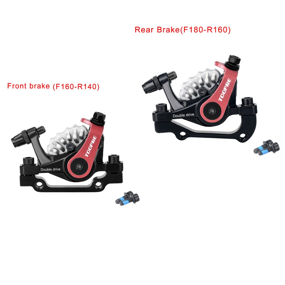 TOOPRE-freno de disco mecánico para bicicleta, pinza de doble pistón, aleación de aluminio, disipación de calor, frenos bilaterales: Red 1 pair