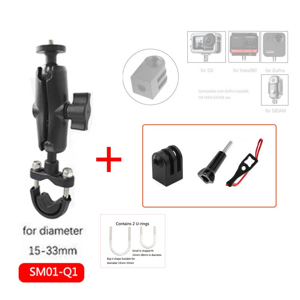 TUYU Motorrad Dritten Person Perspektive Lenker Halterung für GoPro DJI Insta360 Ein R X2 Unsichtbare Selfie Stick Zubehör: SM01-Q1-adapter