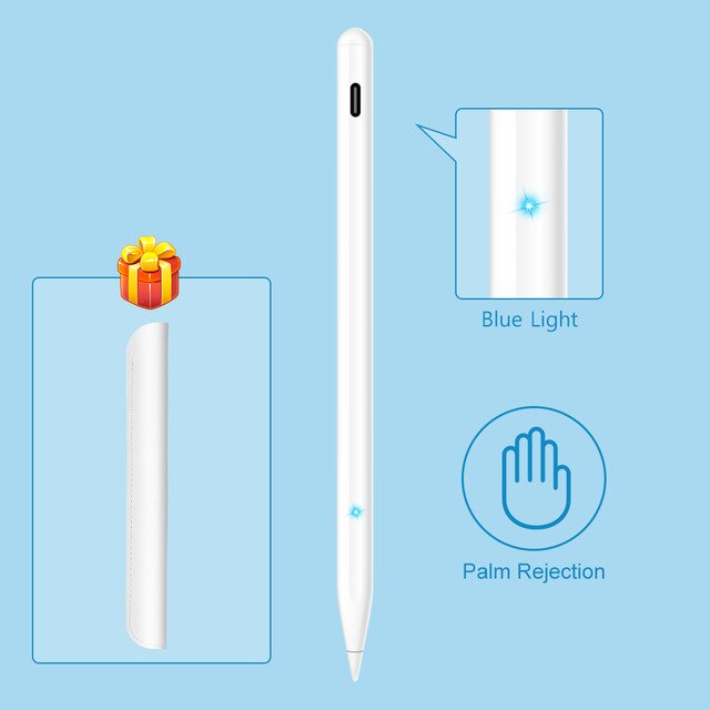 Dla jabłko ołówek 2 1 z odrzuceniem dłoni z czujnikiem nachylenia, dla iPad ołówek rysik dla iPad zawodowiec 11 12.9 2020 10.2 2019 10.5 powietrze 3: biały