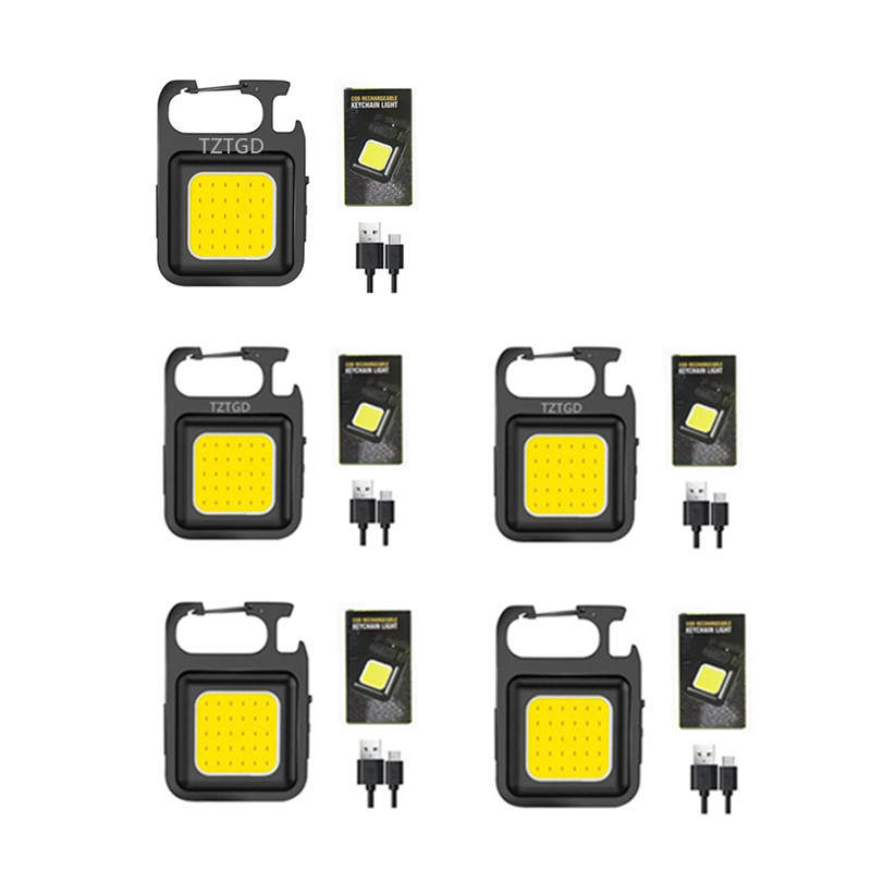 1-10PCS Mini LED 1000LM Zaklamp Sleutelhanger Multifunctionele Draagbare COB Camping Lampen USB Opladen Werklampen Vissen Lanterna: Warm White