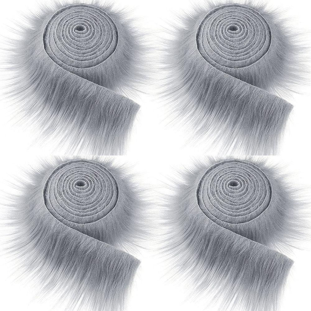 1.5M Faux Fur Lint Tapes Diy Kleding Naaien Pluizige Bekleding Trimmen Stof Woondecoratie Naaien Kostuum Pluche Bont Streep: Light grey