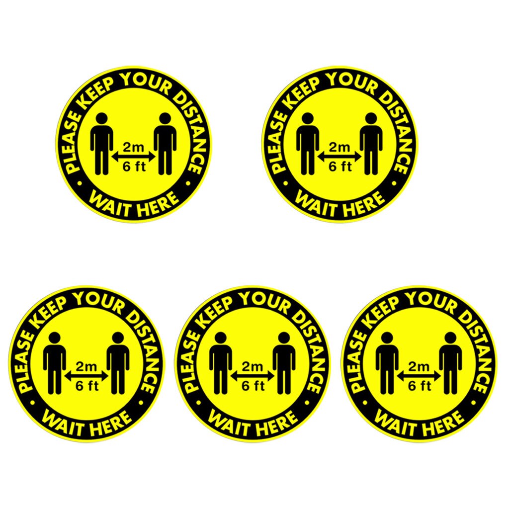 5 Pack Social Distancing Floor Decals Safety Floor Sign Marker 6 Foot Distance: B
