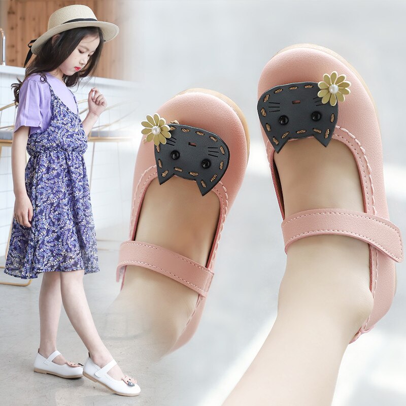 JY Frühjahr freundlicher Mädchen lässig schuhe mädchen PU prinzessin katze schuhe 21-30 368 weiß rosa TB02