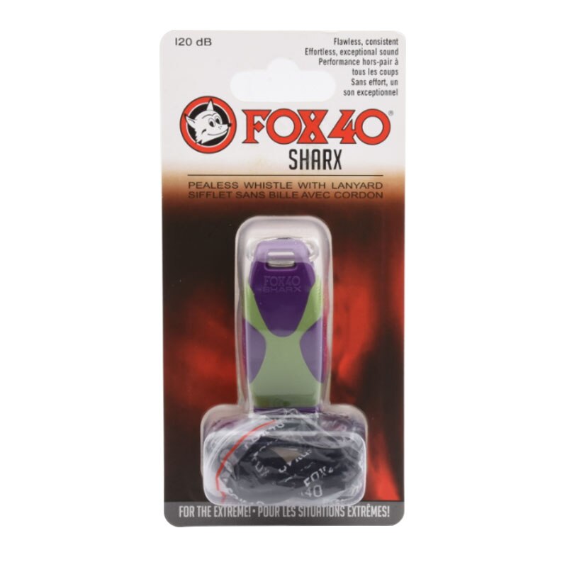 Colorato Fox 40 SHARX Fischietti Con La Cordicella In Nero Imballaggio Della Bolla: purple