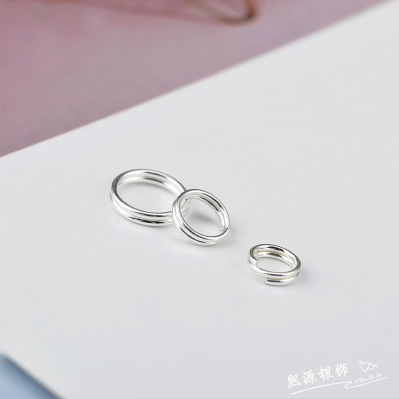 5 stks S925 sterling zilver DIY sieraden materiaal dubbele ring sleutelhanger verbindingsring handgemaakte kralen effen zilveren accessoires