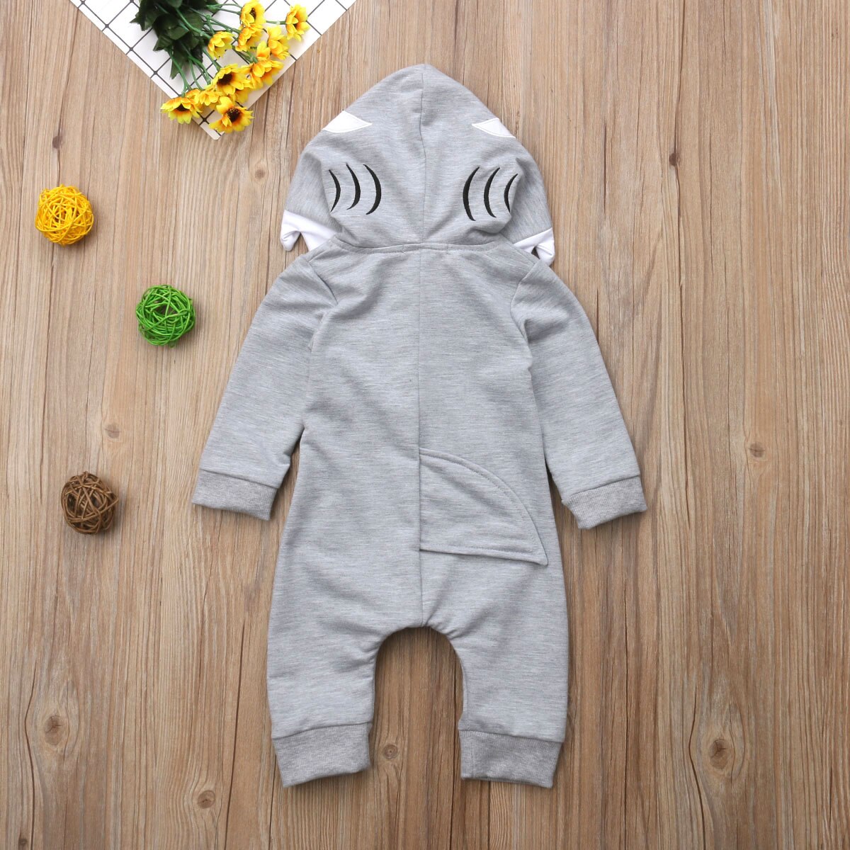 Herbst Winter Baby Junge Mädchen Kleidung 3D Hai Strampler Gesamt Mit Kapuze Gesamt Kostüm Baby Kleidung 0-24Monate