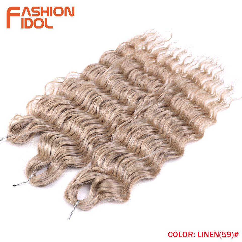 IDOL 24 Inch Synthetic Hair Water Wave Braiding Hair Extensions Ombre Rainbow color Deep Wave Curl Twist Crochet Hair