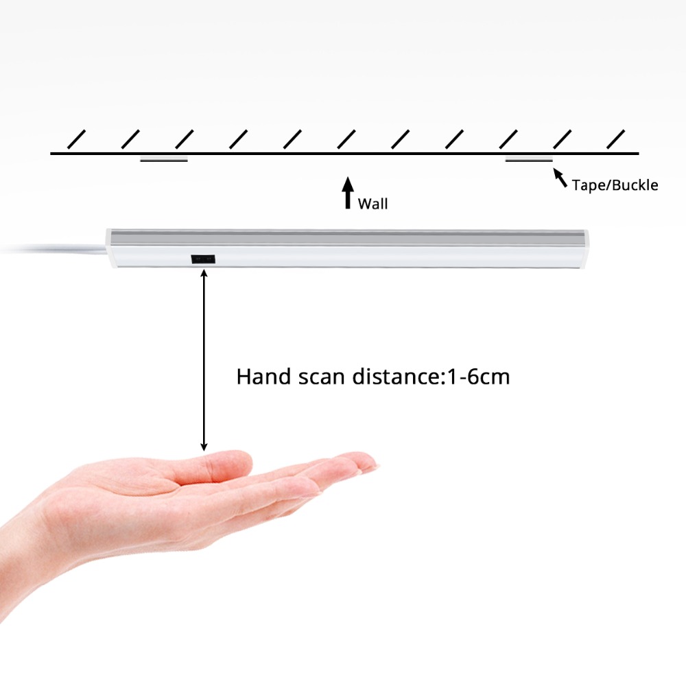 2 st led-lampa för kök handscanningslampa med eu-kontakt 12v- handssensoromkopplare led-lampa styv barlampa för sovrumsgarderobslampa