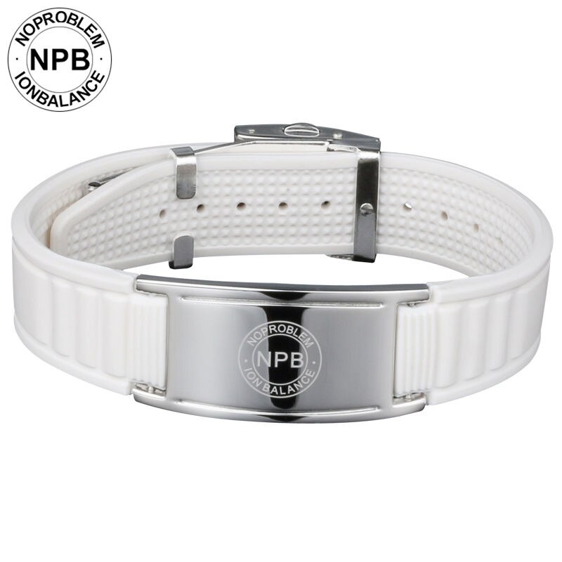 Noproblem Antifatigue Ion Balance Magneten Hologram Power Therapie Silicone Verstelbare Toermalijn Polsband Armband P035