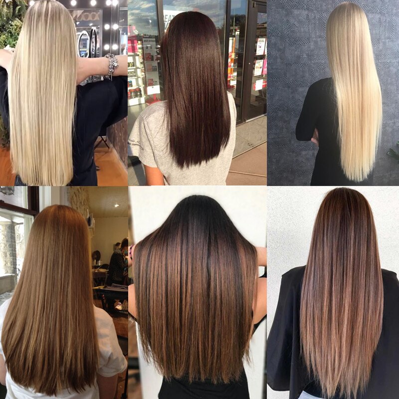 Dianqi Haar Clip In Synthetische Hair Extensions 22 Inch Steil Haar Clips Voor Vrouwen Pure Kleur Hoge Temperatuur Fiber