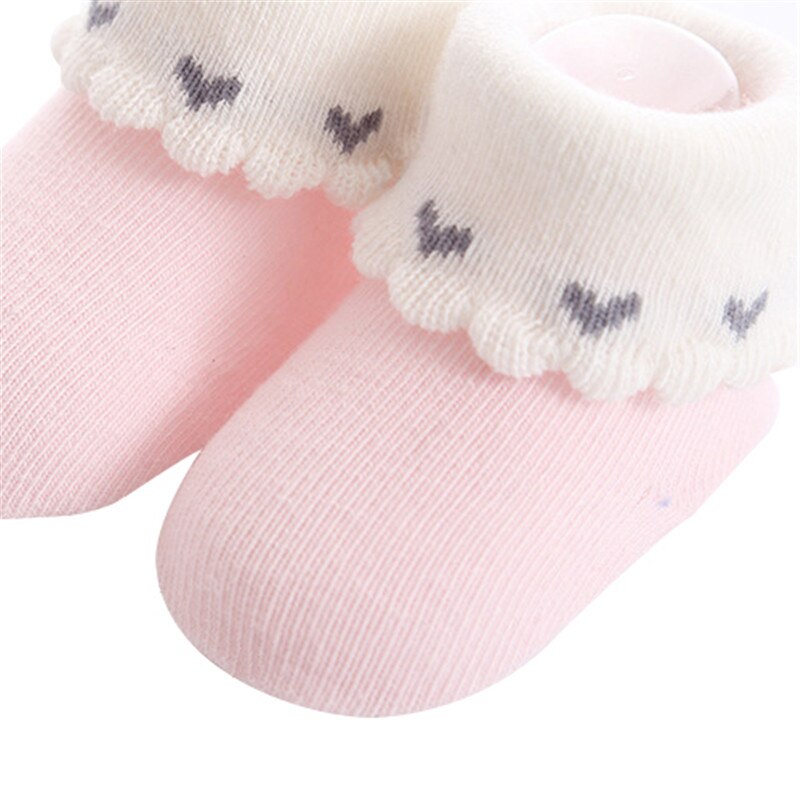 3 par / parti bomuld nyfødte baby sokker forår og efterår gulv børnesokker prinsesse baby pige sokker