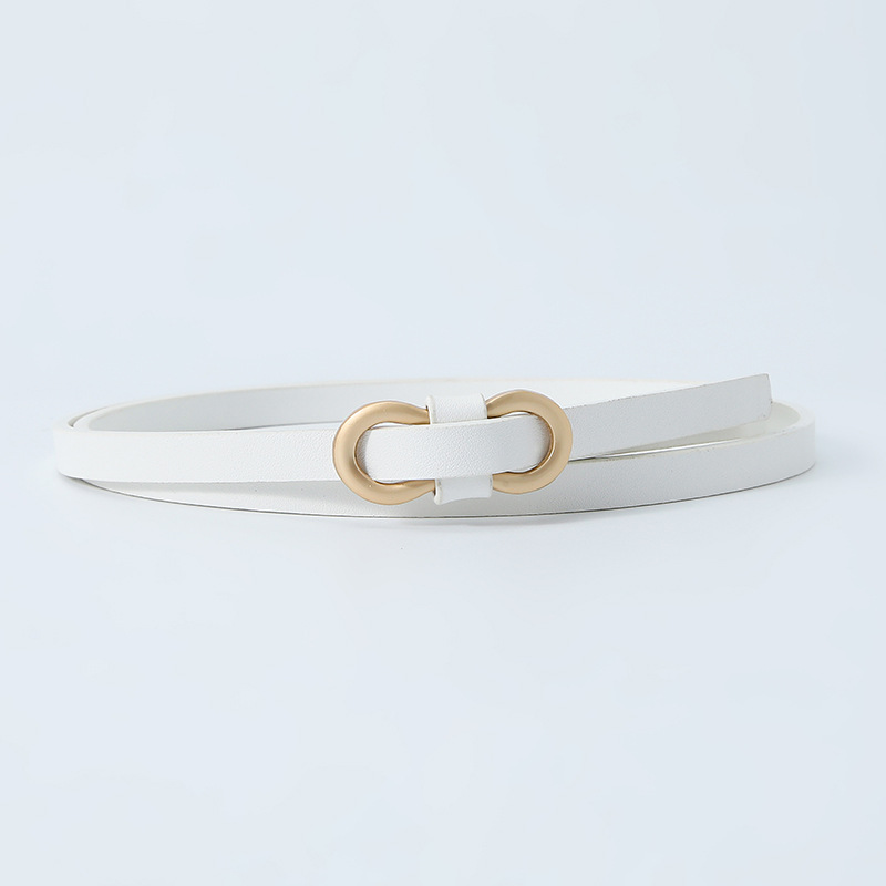 Zero Pin Casual Ladies Belt Youth Thin Belt Classic Vintage Waist Belt Jeans Dress Belts: WHITE