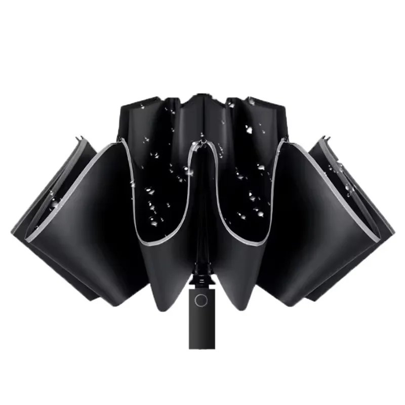 Men Women Umbrella Fully Automatic Reverse Folding Umbrella with Windproof Reflective Stripe UV Umbrellas