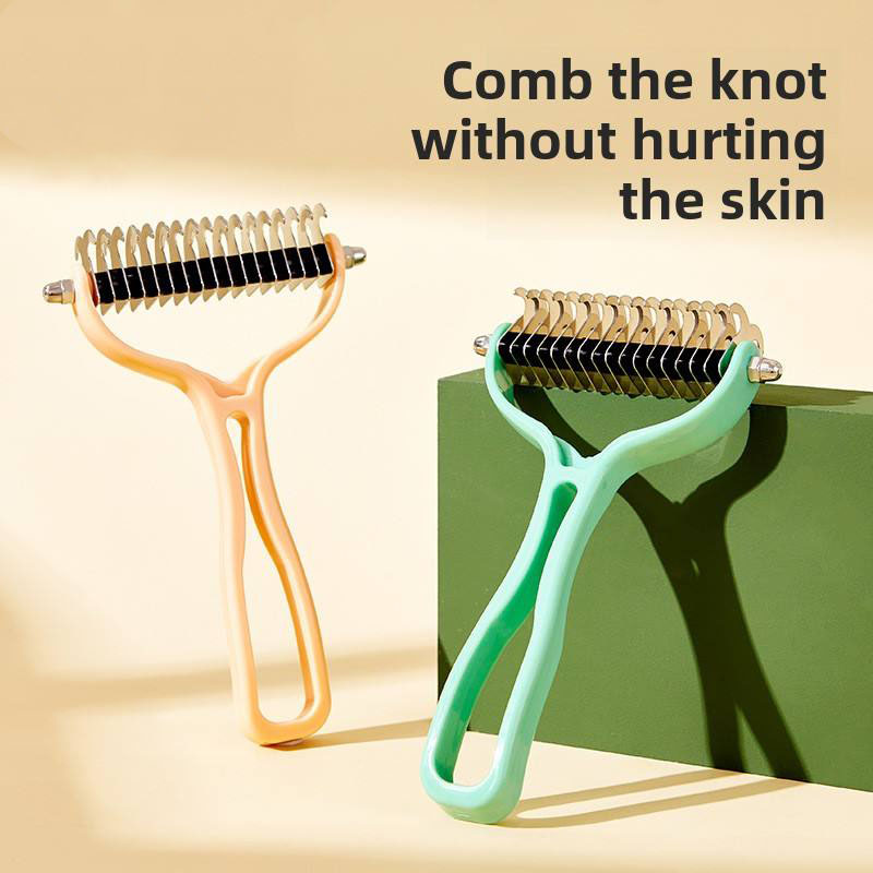 Brosse pour chat, coupe-noeud en fourrure de chat, peigne d'épilation pour animaux de compagnie, outils de toilettage pour chiens, brosse Double face en acier inoxydable, produits pour animaux de compagnie