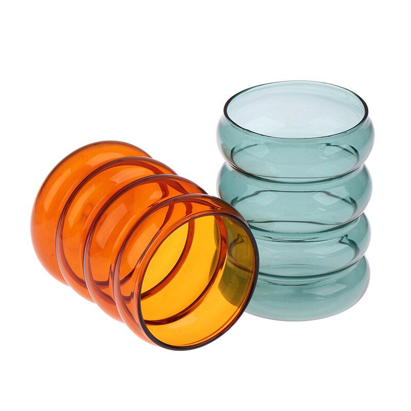 Water Bottle Wave Shape Glass Cup Heat-resistant Drinkware Home Stained Glass Bottle