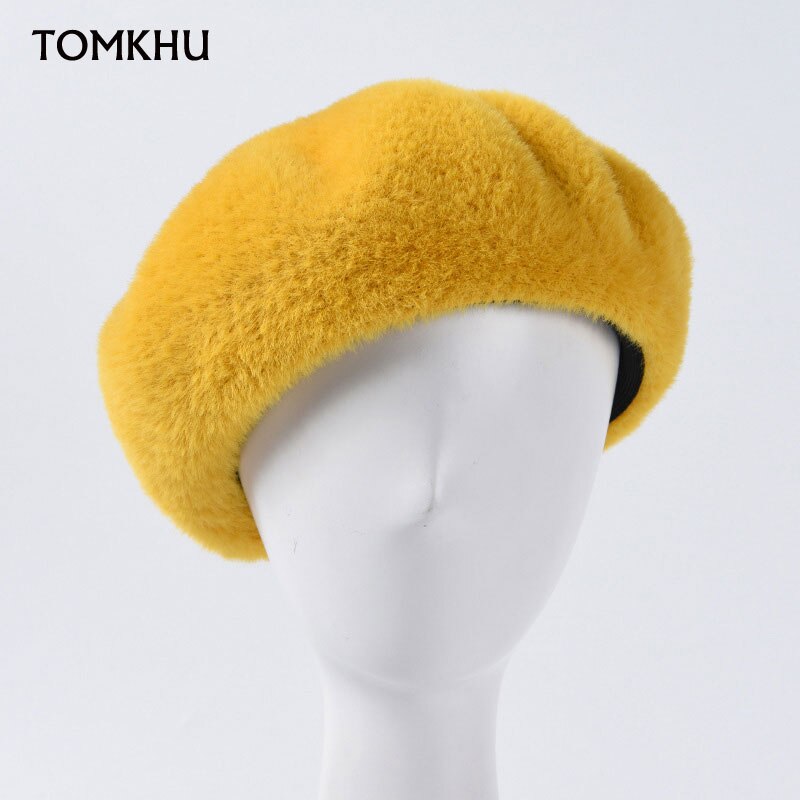 Warm Winter Baretten Grote Effen Kleur Dikke Winter Vrouwen Hoeden Klassieke Franse Hoed Vrouwelijke Zachte Beanie Verstelbare