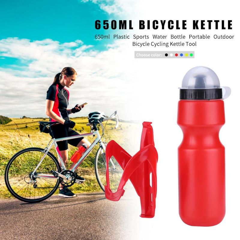 7 farve 650ml bærbar udendørs cykel cykling cykel sport drikke kande diy vandflaske kop cykelflaske med holder