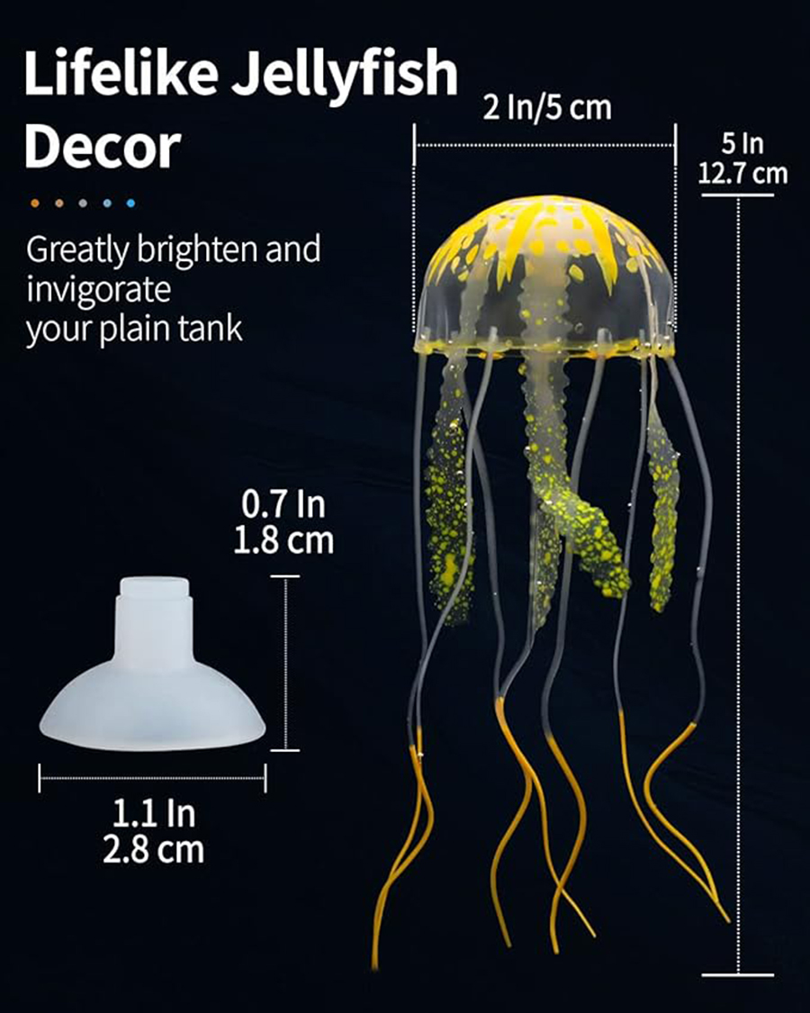 Colorido efecto brillante Artificial silicona vívida medusas pecera acuario decoración submarino ornamento decoración mascota acuática