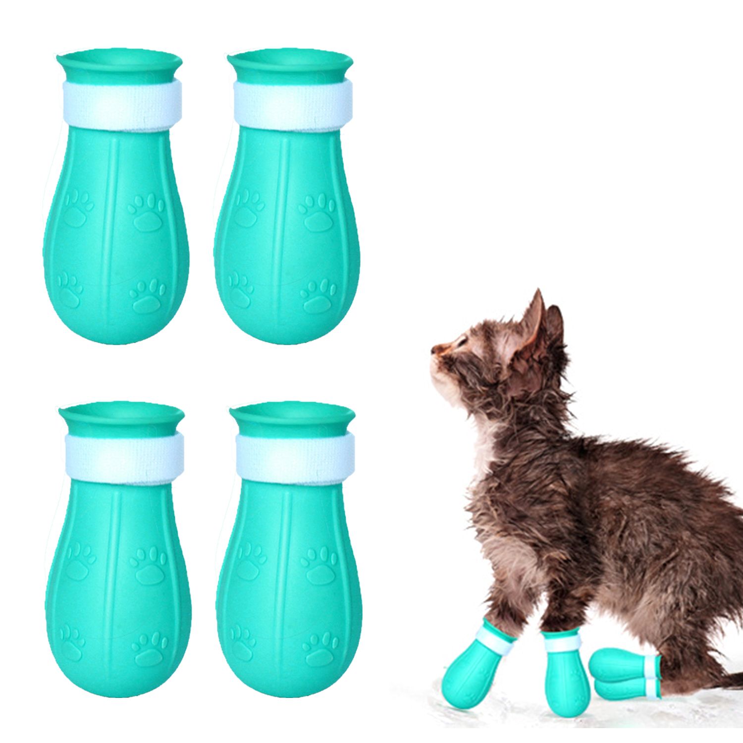 Chaussures anti-rayures en Silicone pour chats, bottes de bain réglables pour animaux de compagnie, lavage des griffes de chat