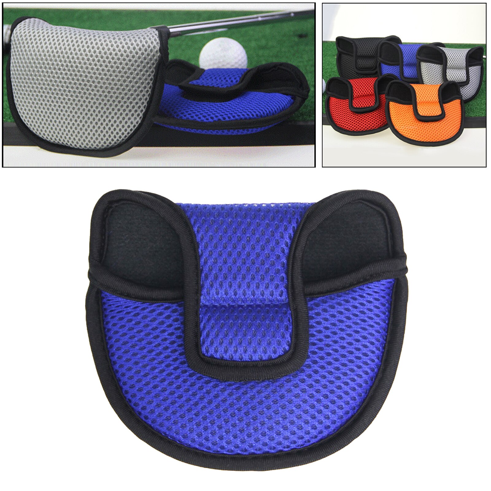Nylon Golf Mallet Putter Head Cover Protective Headcover Universal Fit: Blue