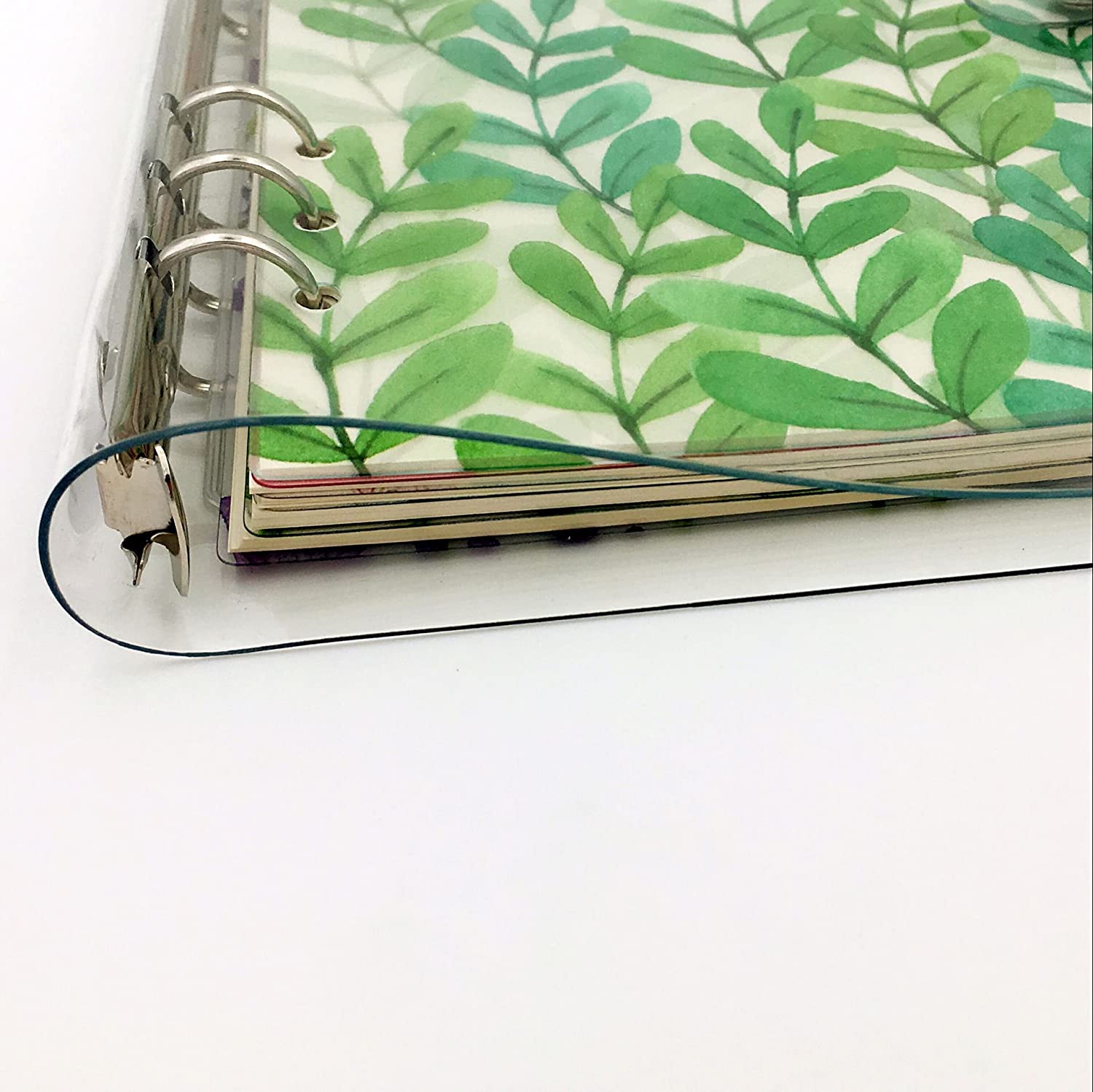 Transparent Soft PVC Binder Cover Snap Button Closure Filler Paper Case 6-Ring for 6-Hole Planner Pages Refill Insert A5 A6 A7