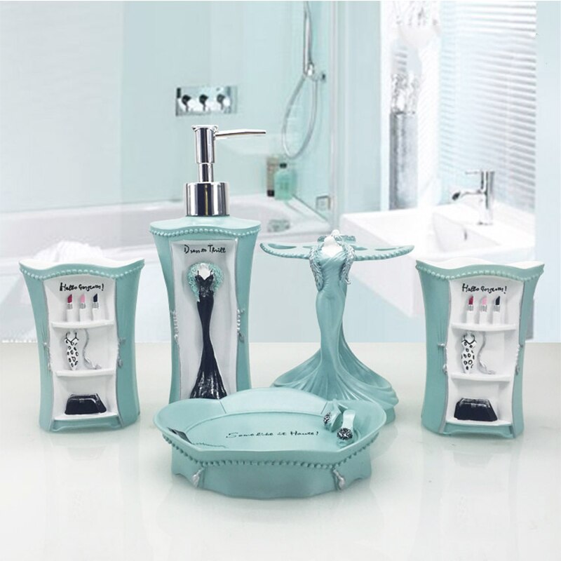 European-style Makeup Bathroom Toiletries Five-piece Kit Resin Bathroom Accessories Washing Set Wedding Decoration