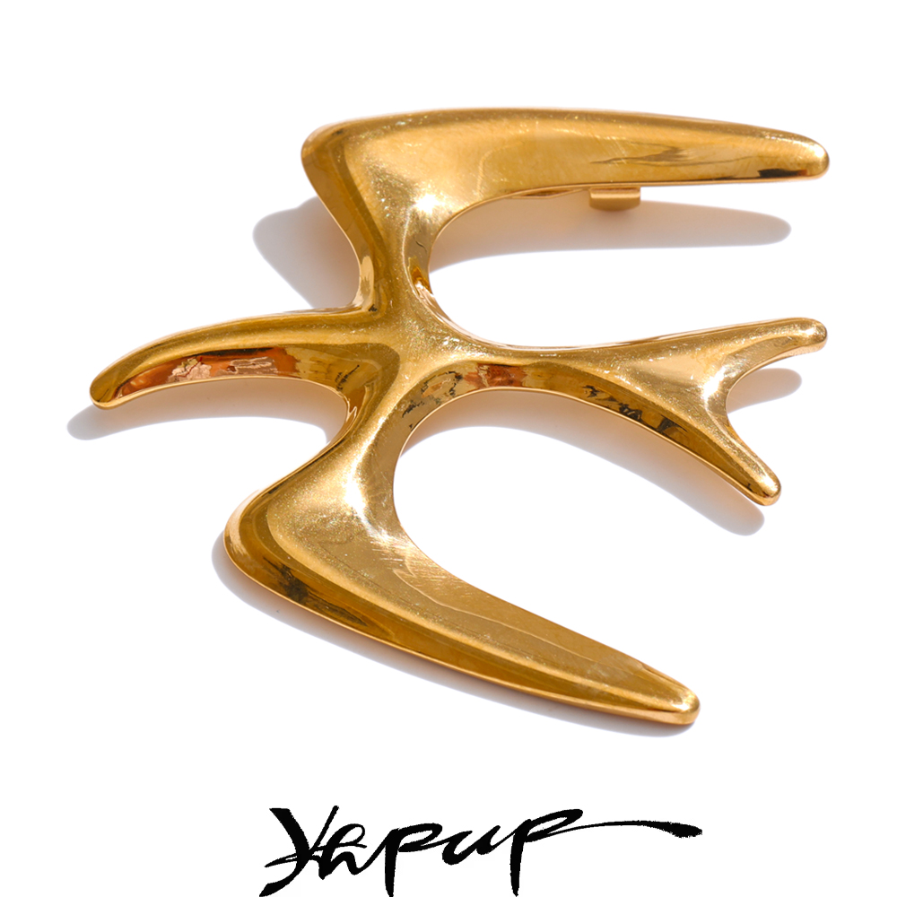 Yhpup 2024 Populaire Roestvrij Staal Glanzend Metalen Vogel Zwaluw Broche Pin Vrouwen Waterbestendig Decoratie Casual Broches Sieraden