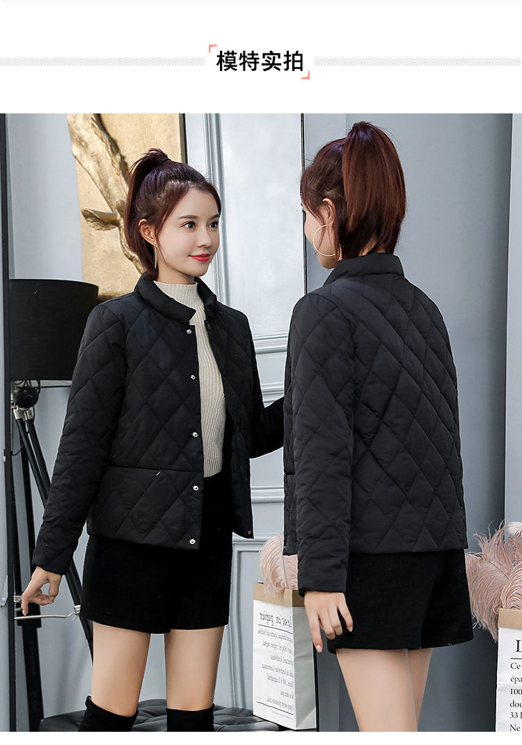 herbst Winter Frauen Jacke Dünne Mantel Neue Baumwolle Jacke frauen Jacke Dünne Dünne Kleidung: Schwarz / M