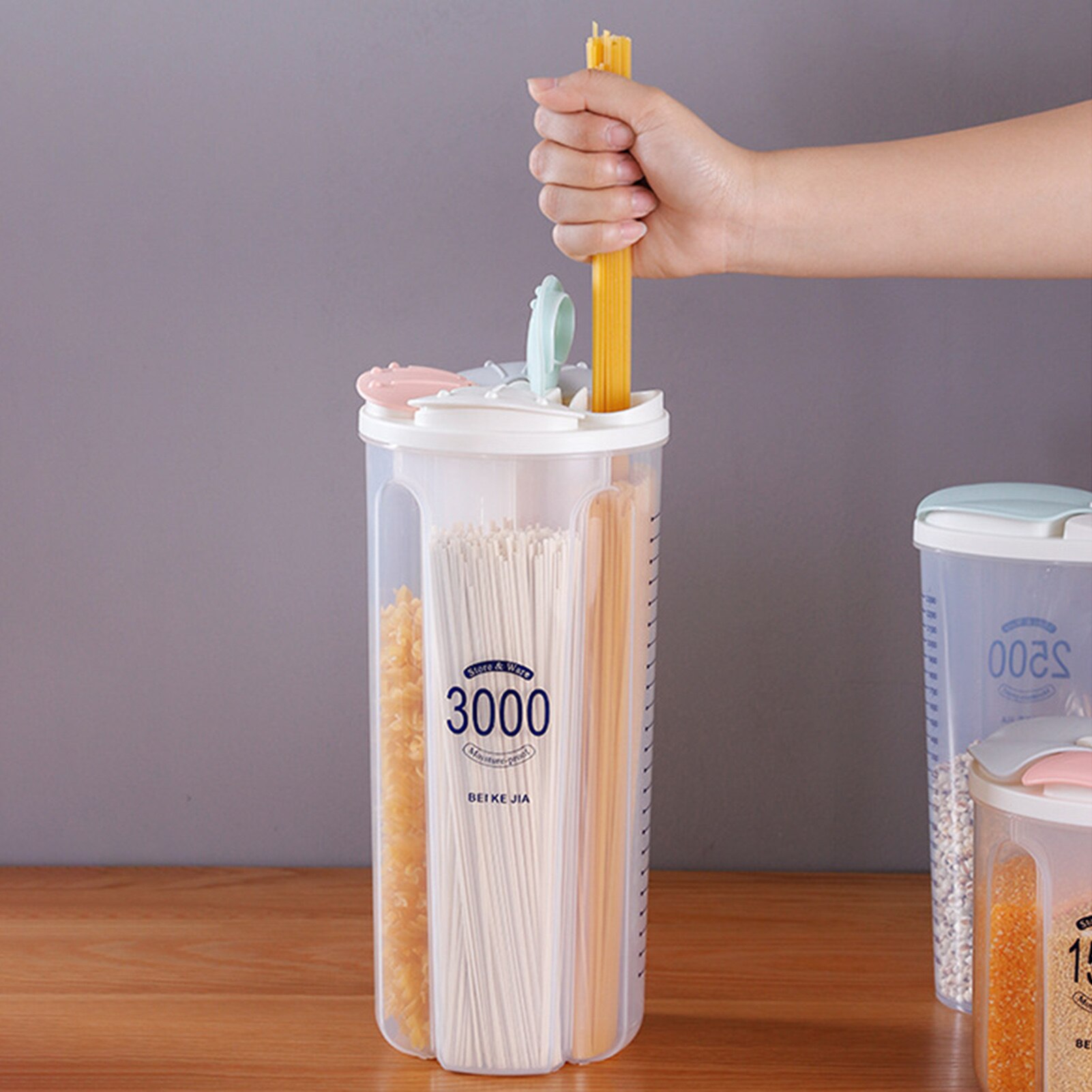 3000ml Food Storage Container Plastic Kitchen Refrigerator Noodle Box Multigrain Storage Tank Transparent Sealed Cans