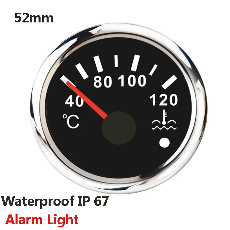 40-120℃ Water Temp Gauge Waterproof Car Boat Motorcycles Water Temperature Gauge Indicator with Red Backlight