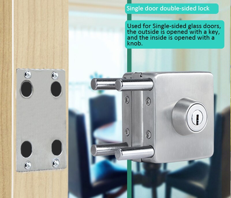 Double Open Glass Door Lock Stainless Steel Double Bolt Sliding Door Lock 10-12mm Office Glass Safety: Type 8