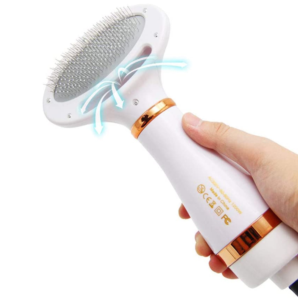 Pet Dog Hair Dryer Comb Grooming Hair Fur Blower Adjustable Temperatures Settings Cat Dog 2-In-1 Dryer Comb Brush Low Noise