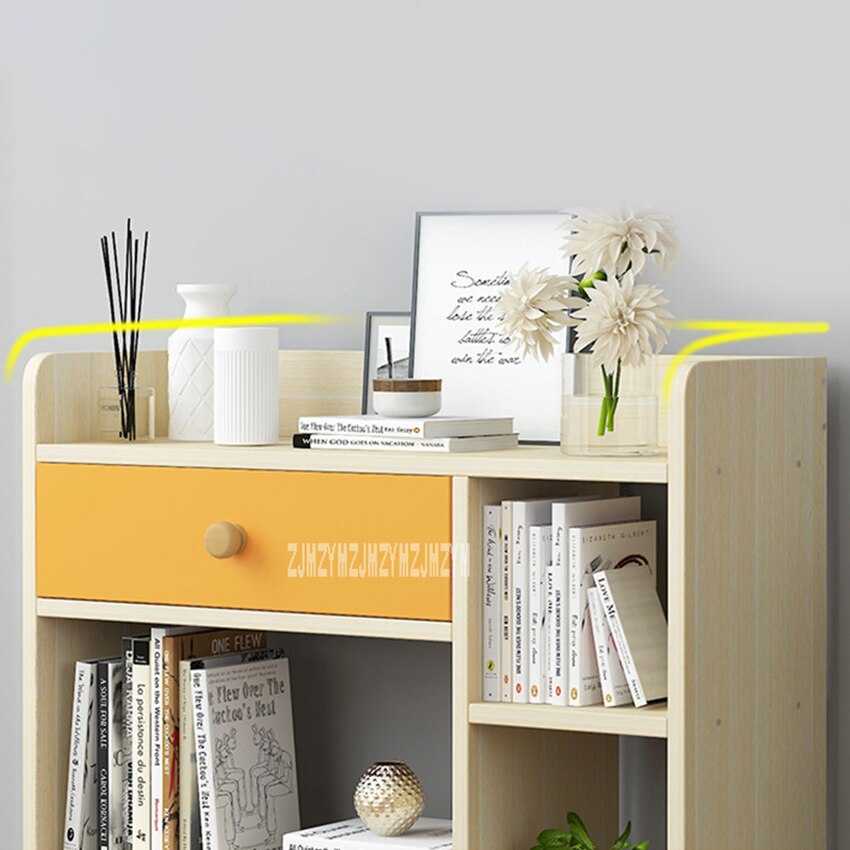 D4417 Modern Simple Bookshelf Multifunctional Bedroom Wooden Bookcase Economical Multi-Layer Book Cabinet With Drawer