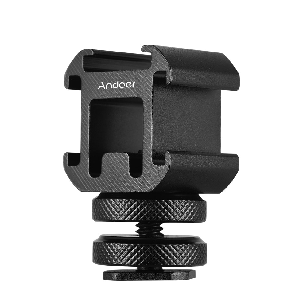 Andoer 3 Cold Shoe Microphone Monitor Mount Adapter On-Camera LED Video Light Mount Adapter for Canon Nikon Sony DSLR Camera